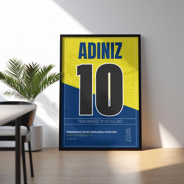 Fenerbahçe İsimli Forma Tasarımı Posteri | Kişiselleştirilmiş Taraftar Hediyesi