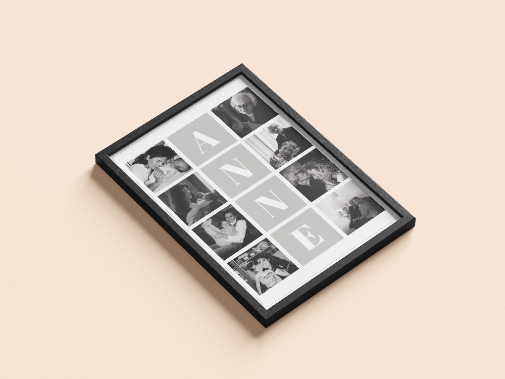 ANNE Harfli Fotoğraf Kolajı | 8 Kare Izgara Tablo | Anneler Günü Minimalist Hediye