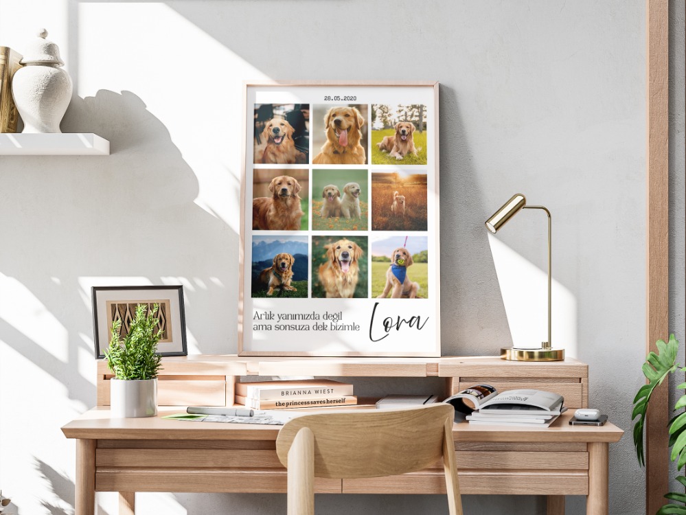 Kişiye Özel Evcil Hayvan Kolaj Posteri | 4 Fotoğraflı Kedi & Köpek Tasarımı