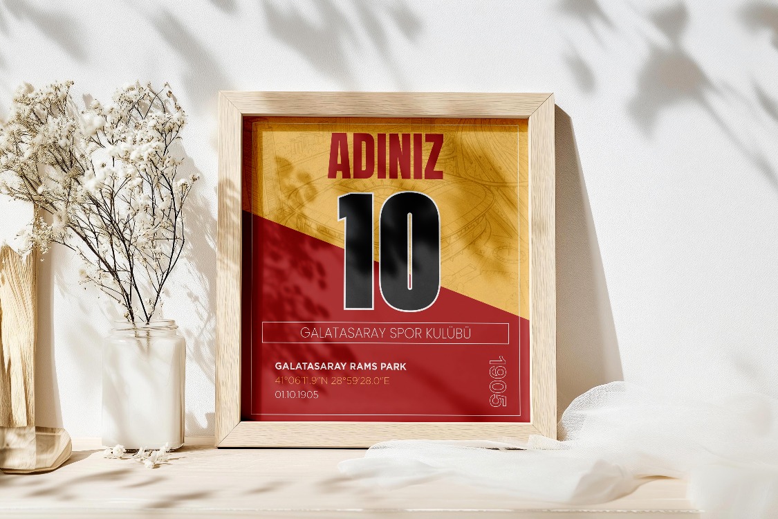 Galatasaray İsimli Forma Tasarımı Posteri | Kişiselleştirilmiş Taraftar Hediyesi