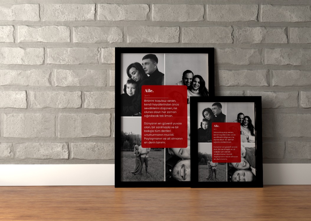 Minimalist Aile Tanımı Posteri | 4 Fotoğraflı Siyah Beyaz Kolaj Tablo