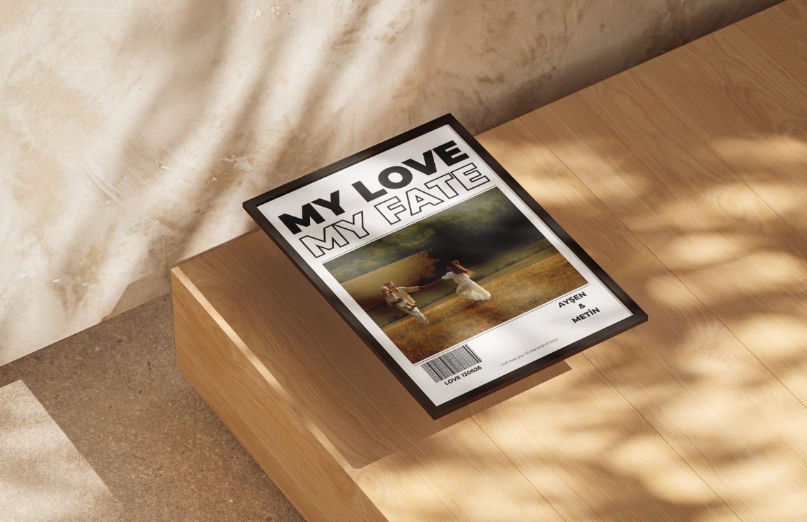 My Love My Fate" Dergi Kapağı Konseptli Dev Fotoğraflı Poster | Modern Tasarım