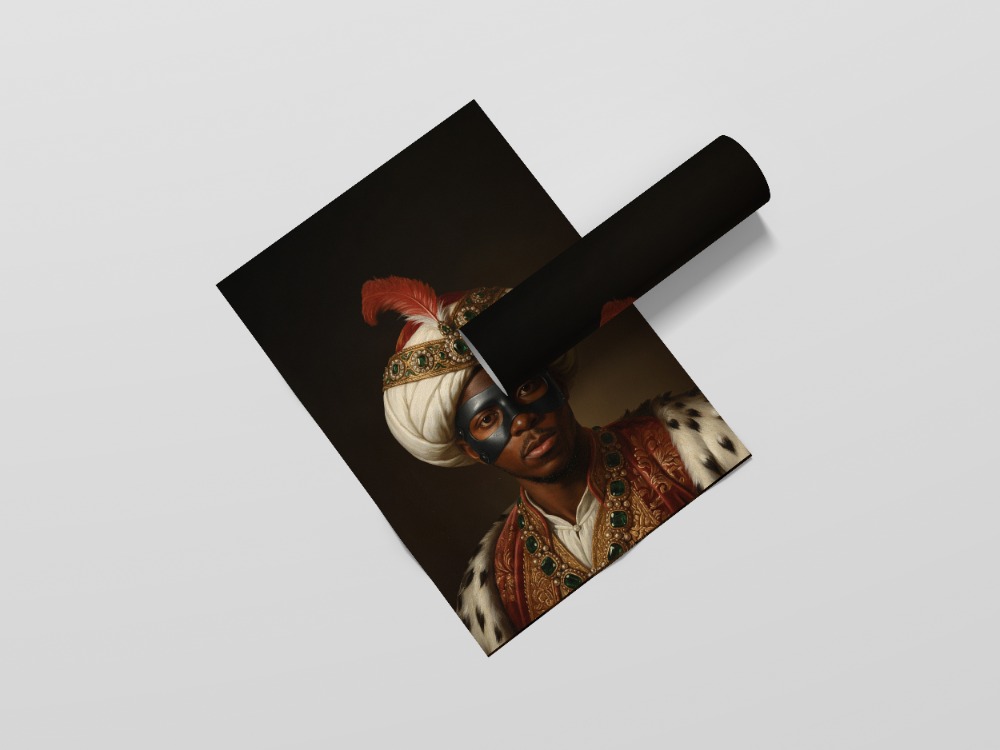 Victor Osimhen Padişah Portresi | Maskeli Golcü Fan Art Tablo | Galatasaray Hediyesi