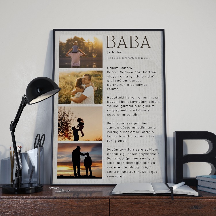 Babaya Özel Mektup ve 4 Fotoğraflı Kolaj | En Duygusal Babalar Günü Hediyesi