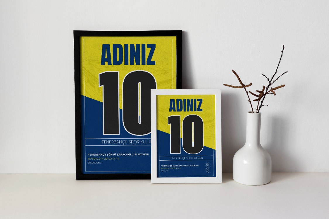 Fenerbahçe İsimli Forma Tasarımı Posteri | Kişiselleştirilmiş Taraftar Hediyesi