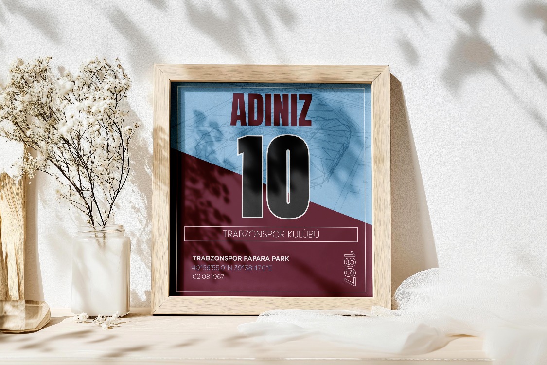Trabzonspor İsimli Forma Tasarımı Posteri | Kişiselleştirilmiş Taraftar Hediyesi