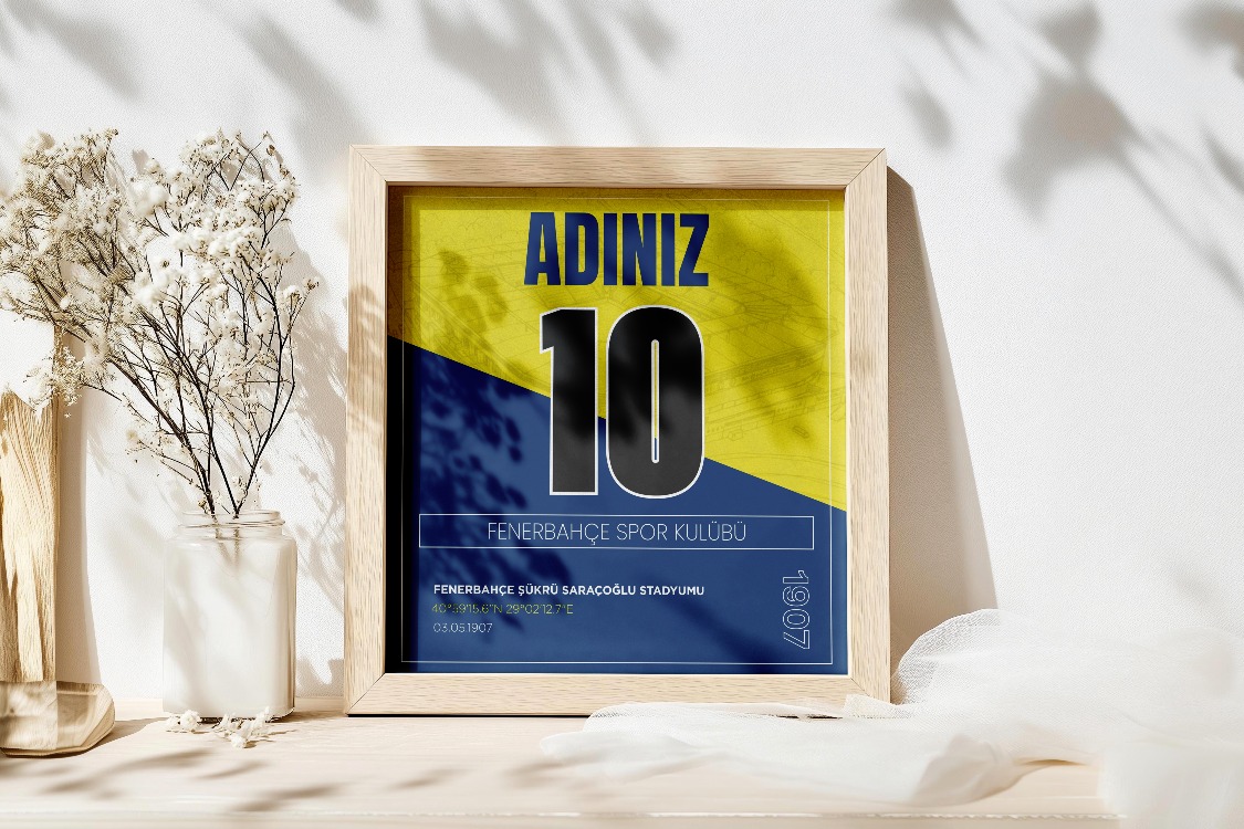 Fenerbahçe İsimli Forma Tasarımı Posteri | Kişiselleştirilmiş Taraftar Hediyesi