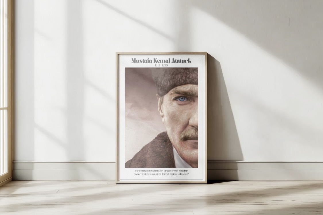 Atatürk Sözlü Portre Tablosu | Modern Minimalist Duvar Tablosu