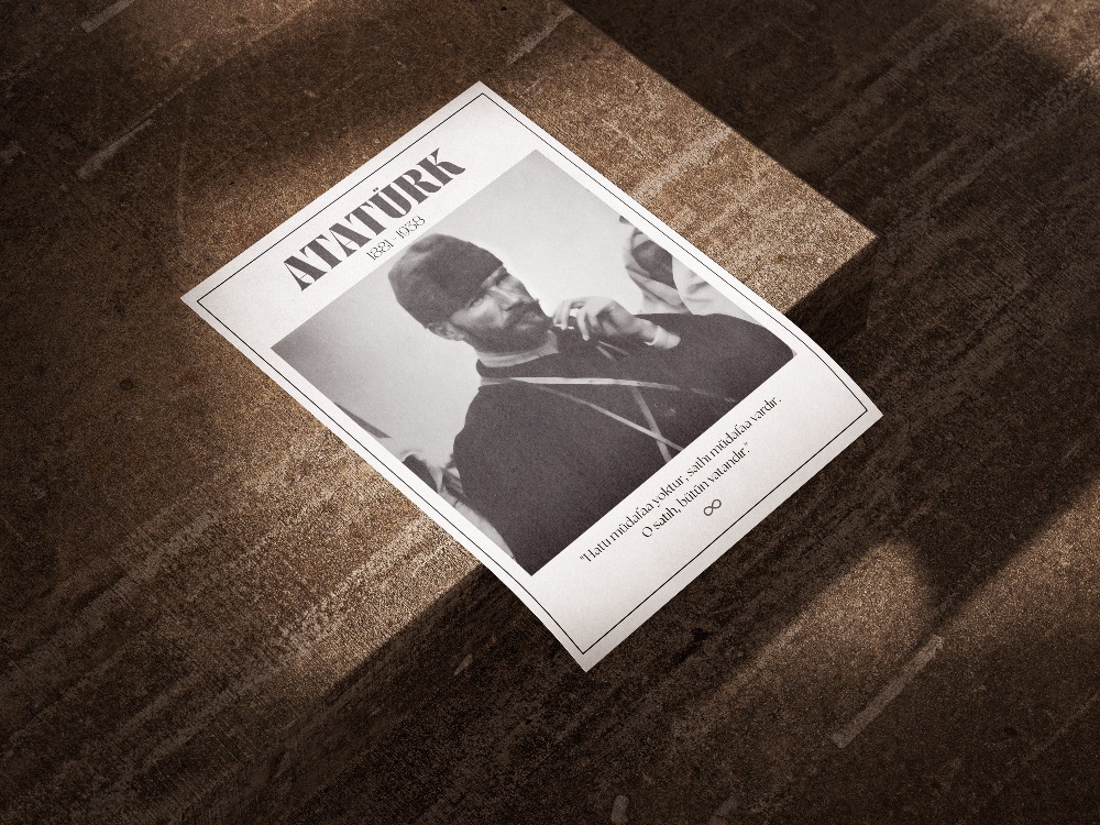 Gazi Mustafa Kemal Kalpaklı Askeri Poster | "Hattı Müdafaa Yoktur" Sözlü Tarih Tablosu