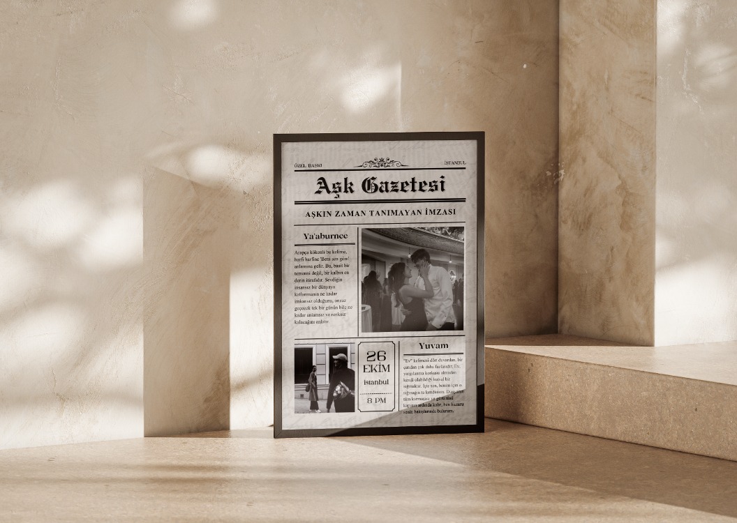 Kişiye Özel Aşk Gazetesi Tasarımı | Yaratıcı Yıldönümü Hediyesi