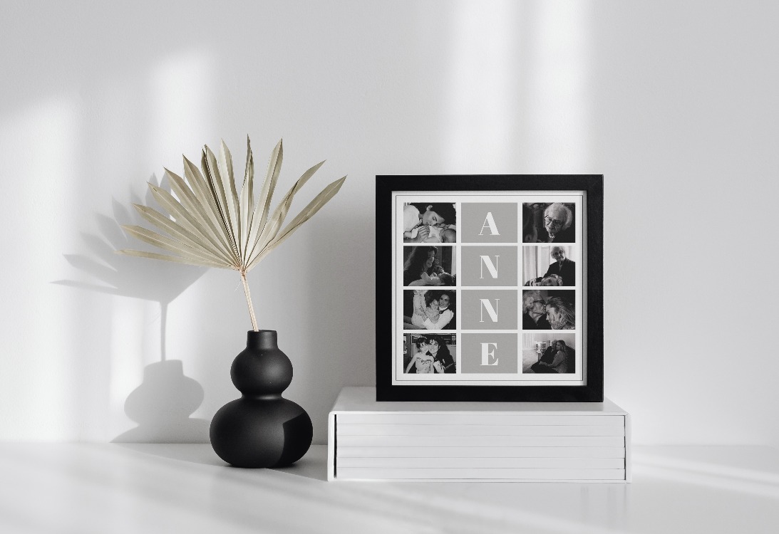 ANNE Harfli Fotoğraf Kolajı | 8 Kare Izgara Tablo | Anneler Günü Minimalist Hediye