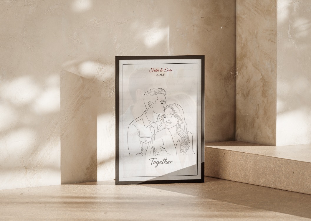 Kişiye Özel "Line Art" (Tek Çizgi) Portre Tablosu | Minimalist Hediye