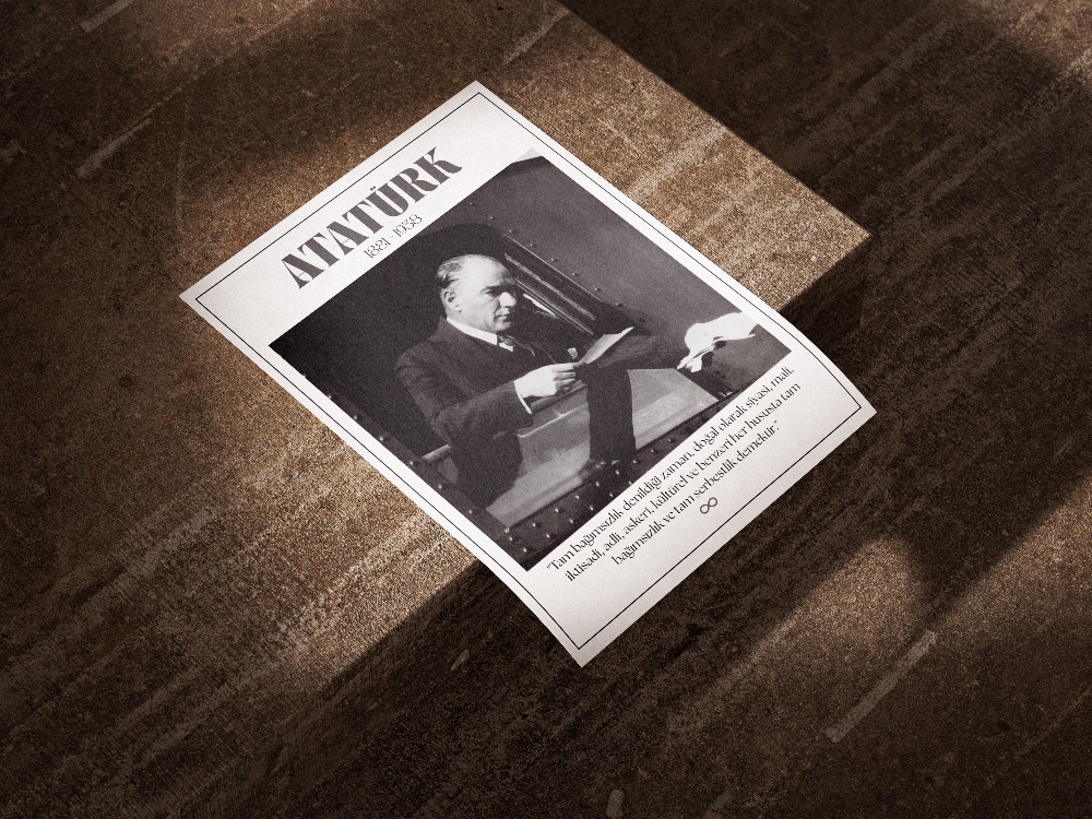 Atatürk Tren Penceresi Nostaljik Poster | "Tam Bağımsızlık" Sözlü Siyah Beyaz Tablo