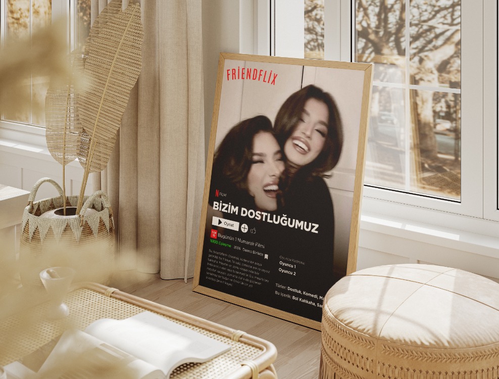 Kişiye Özel "Friendflix" Netflix Posteri | Arkadaşa Hediye | Dostluk Filmi