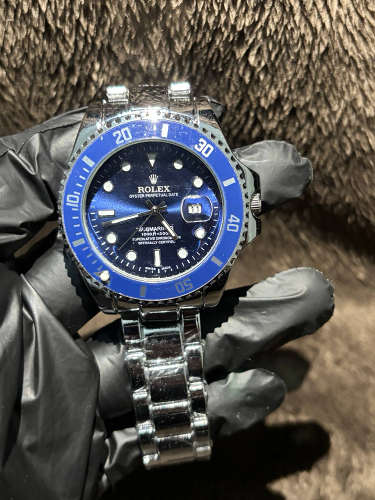 Submariner Model: Mavi Kadran & Mavi Çerçeveli Gümüş Çelik Kordonlu Erkek Kol Saati