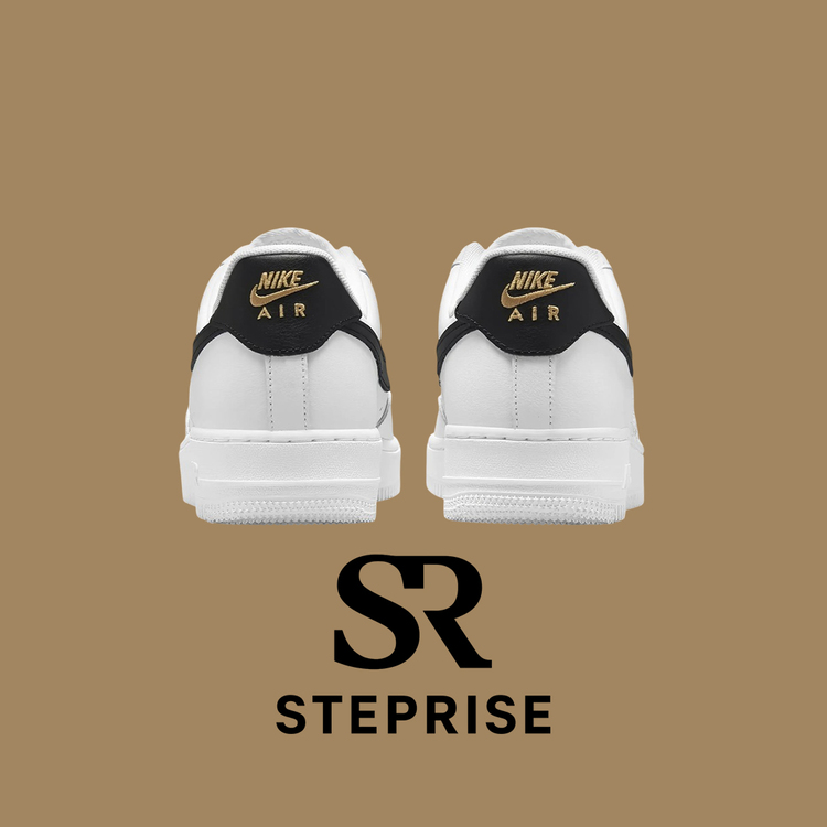 Nike Air Force 1 Essentials White Black Gold Mini Swoosh