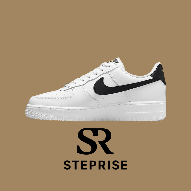 Nike Air Force 1 Essentials White Black Gold Mini Swoosh