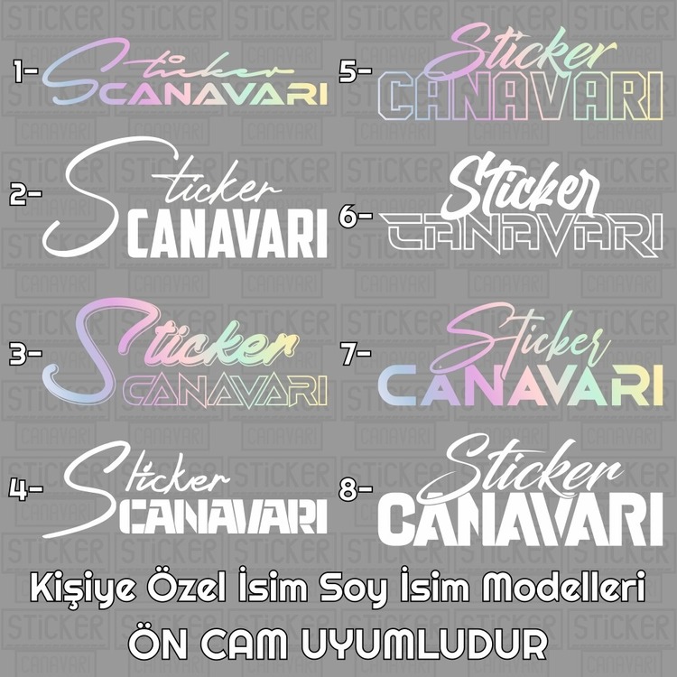 Ön Cam Uyumlu Kişiye Özel İsim Soy İsim Sticker Modeli 