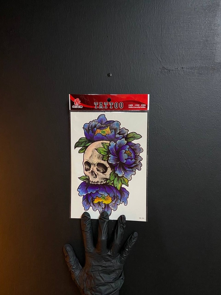 Skull Renkli Sticker Tattoo
