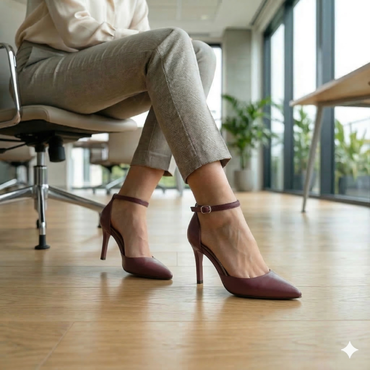 BORDO CİLT BİLEKTEN BAĞLI STILETTO