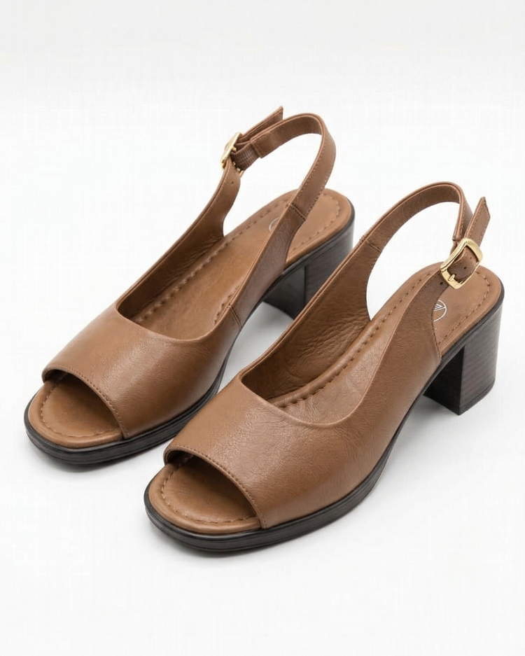 STEPPY Taba Hakiki Deri Sandalet