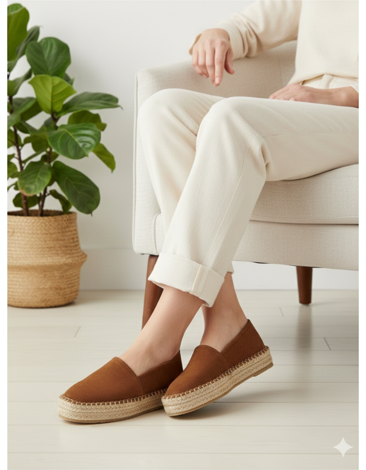 Taba Süet Günlük Klasik Espadril Ayakkabı