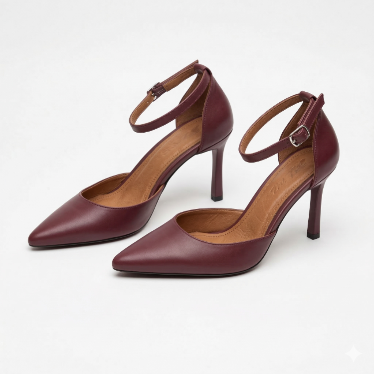 BORDO CİLT BİLEKTEN BAĞLI STILETTO