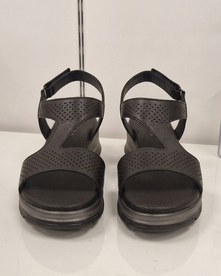 HOLE SİYAH CİLT Hakiki Deri Sandalet