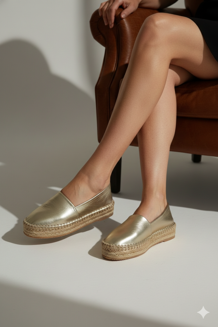 Altın Günlük Klasik Espadril Ayakkabı