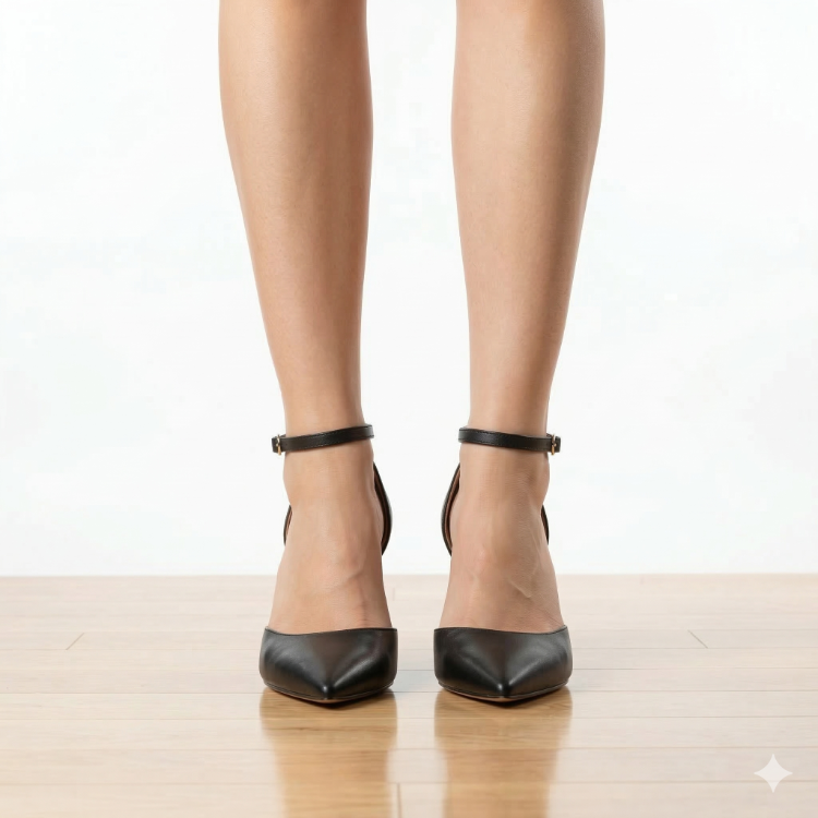 SİYAH CİLT BİLEKTEN BAĞLI STILETTO
