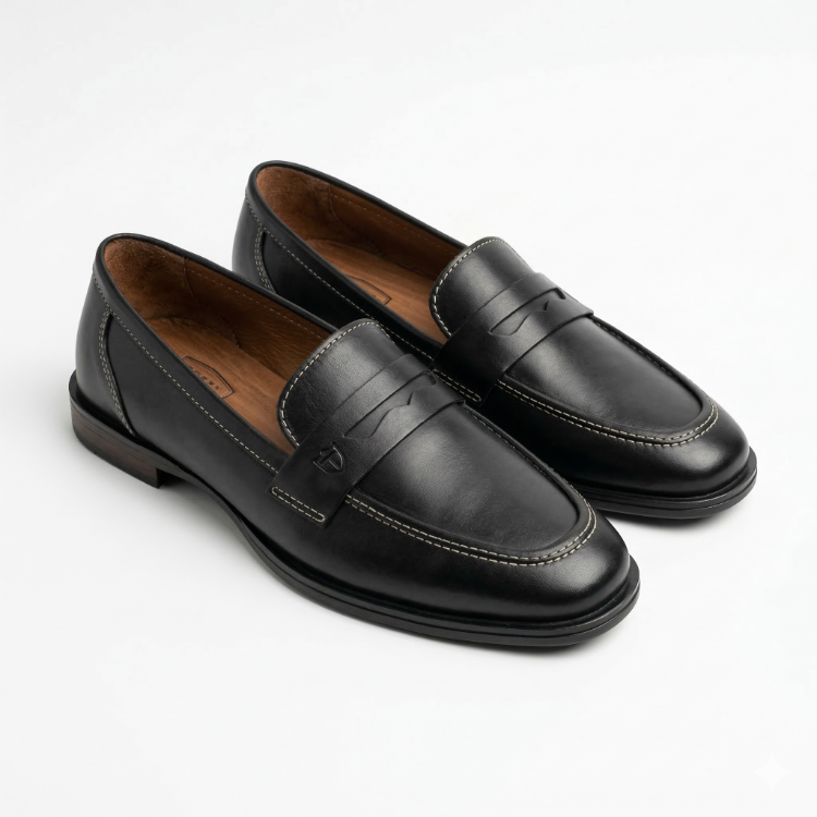 SİYAH Hakiki Deri Loafer Babet