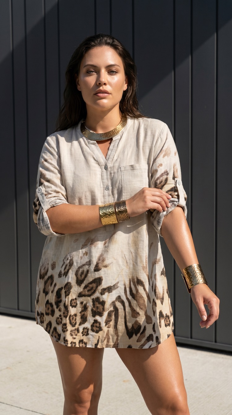 Leopar Desen İtalyan Bluz