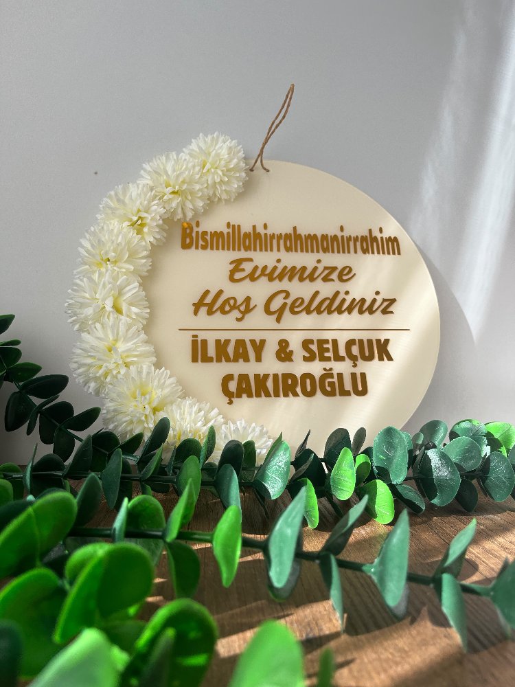 Çiçekli Krem Gold Kapı Süsü