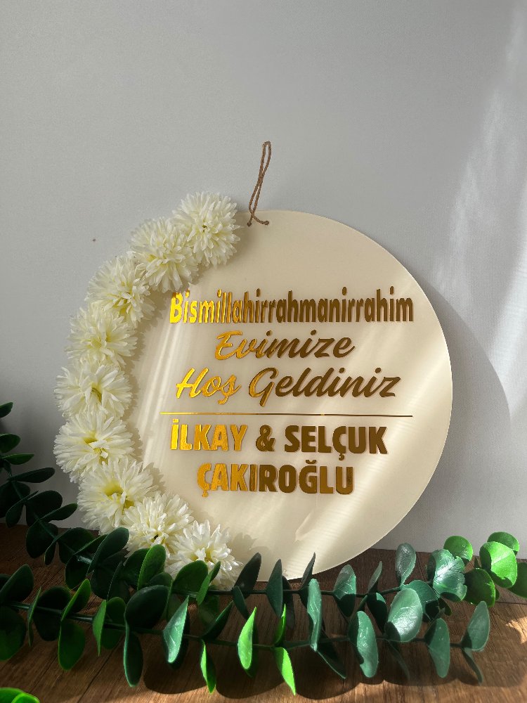 Çiçekli Krem Gold Kapı Süsü