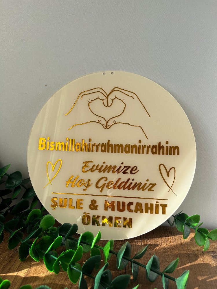 Krem Gold Ad Soyad Kapı Süsü