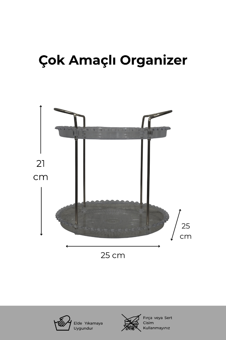 İki Katlı Organizer Set – Makyaj, Kozmetik ve Banyo Düzenleyici