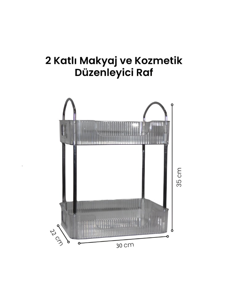 Şeffaf İki Katlı Makyaj ve Kozmetik Düzenleyici 