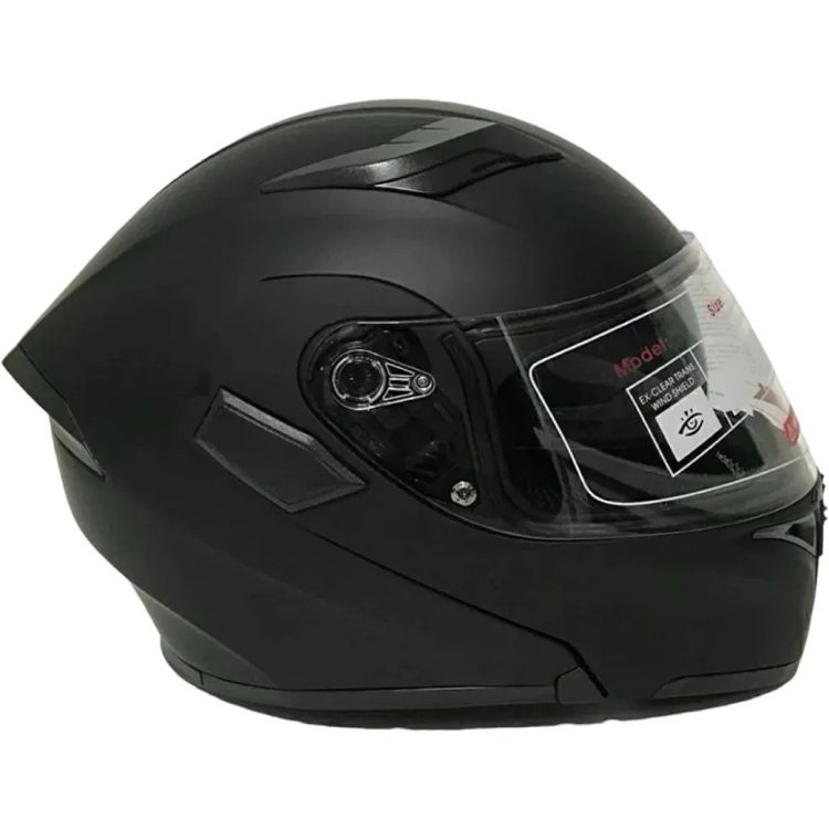 JK-902 Kask Çeneden Açılır Güneş Gözlüklü Mat Siyah