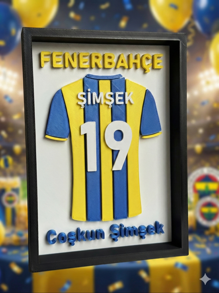 Kişiye Özel 3D Fenerbahçe Taraftar Forması | Masaüstü & Raf Dekoru (17-18cm)