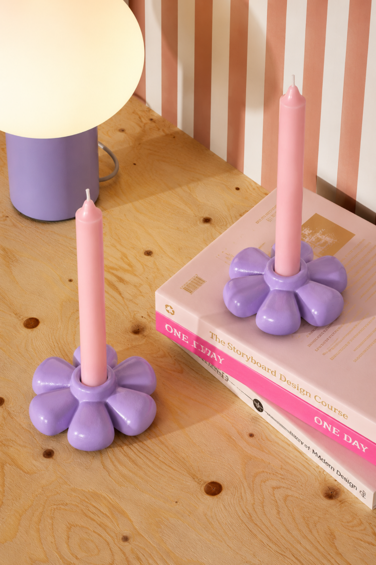 Daisi 2'li Beton Mumluk Set Lila
