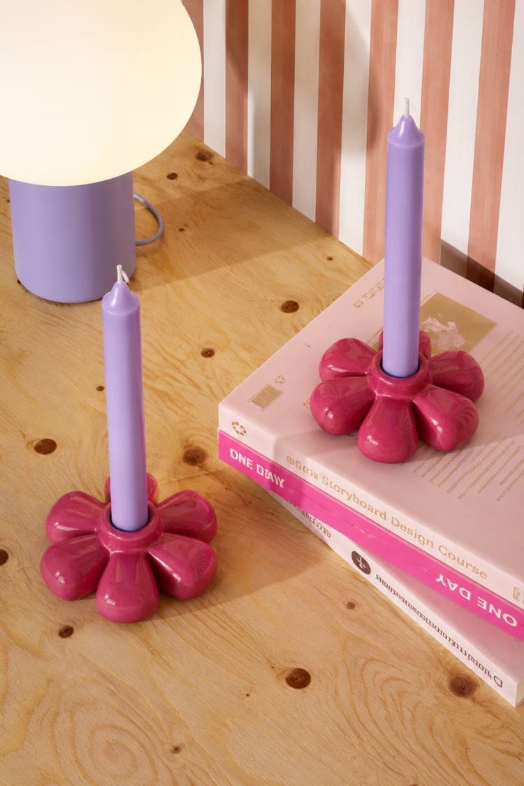 Daisi 2'li Beton Mumluk Set Pembe