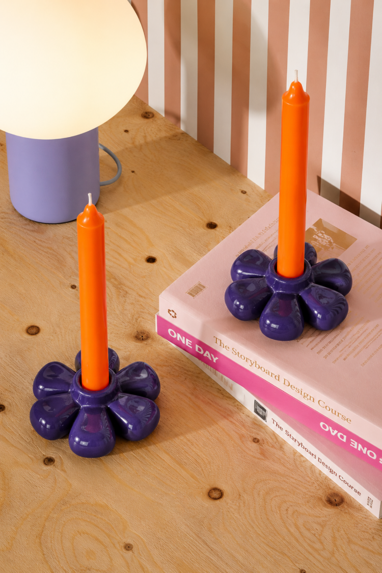 Daisi 2'li Beton Mumluk Set Mor