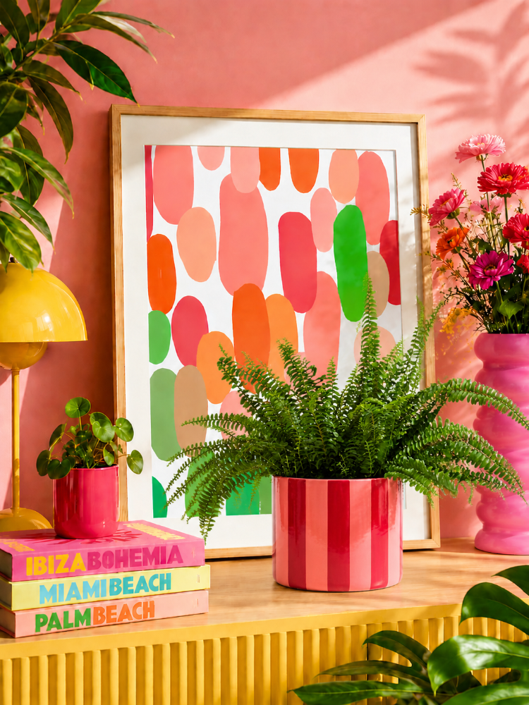 Jera Amalfi Saksı Pembe & Kırmızı