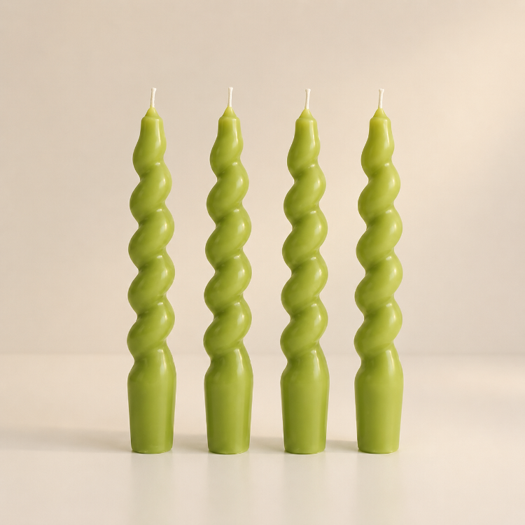 4lü Twister Burgu Mum Set - Fıstık Yeşil