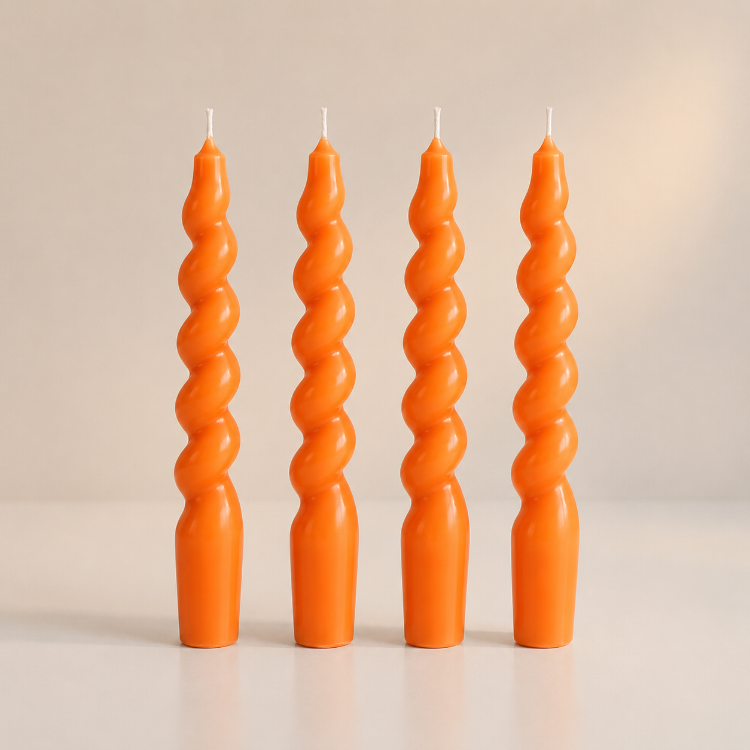 4lü Twister Burgu Mum Set - Turuncu