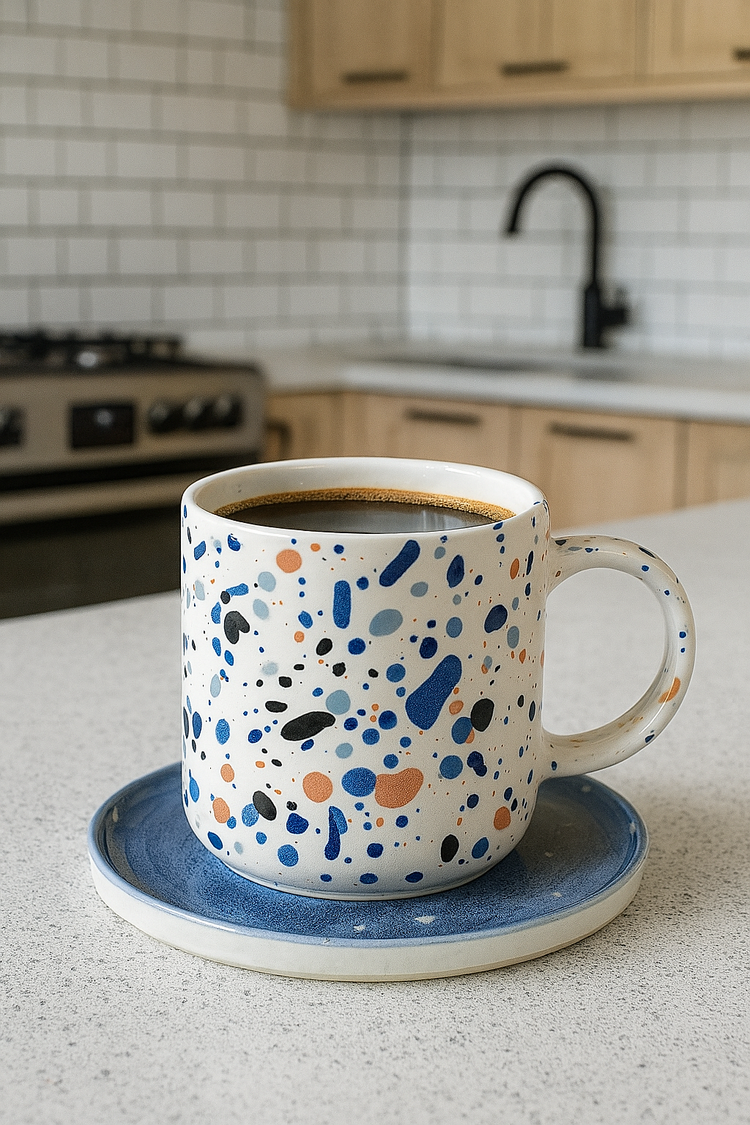 Blue Splatter Kupa Seti