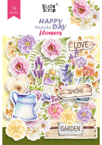 Kağıt dekor seti Happy mouse day. Flowers