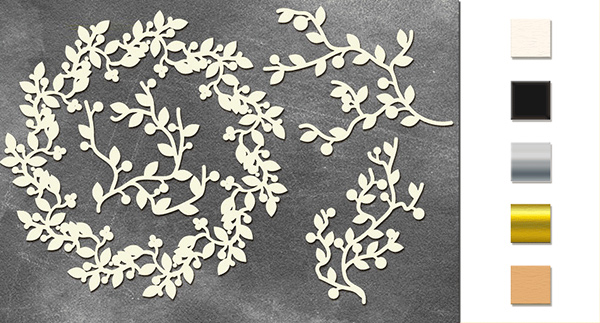 Çelenk ve Dallar Chipboard Seti 10x15 cm – #084