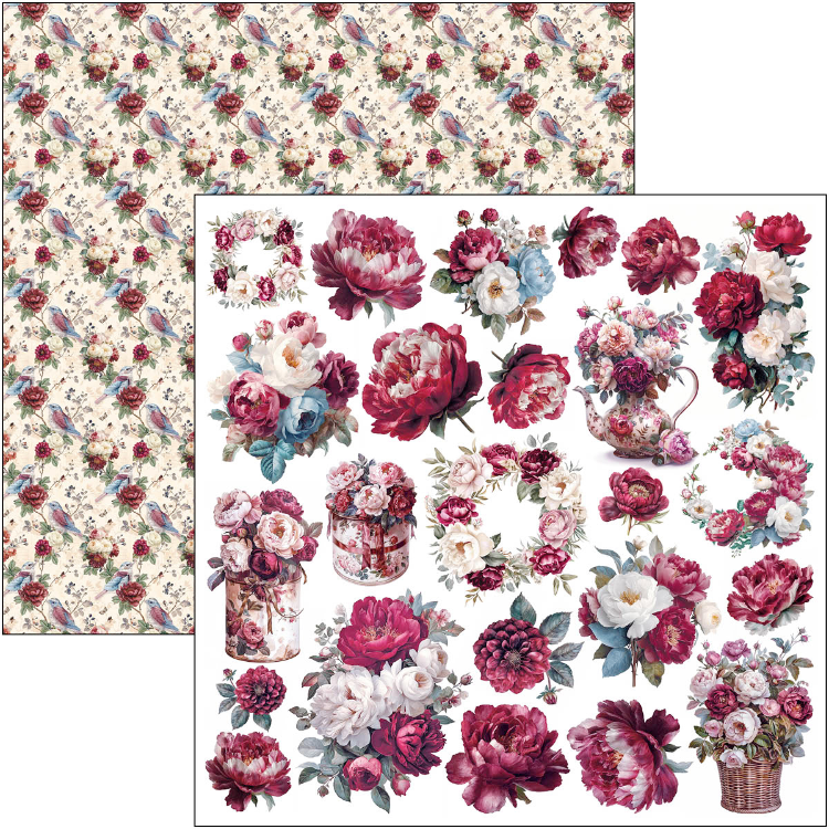  Scrapbooking kağıdı Burgundy Bohemian 12×12