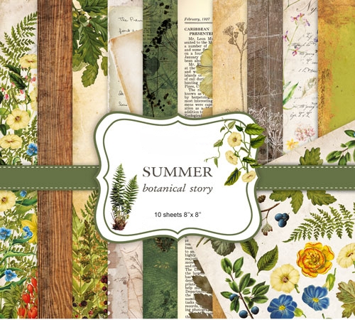 Scrapbooking kağıdı Seti Summer Botanical Story / "Fabrika Dekoru"
